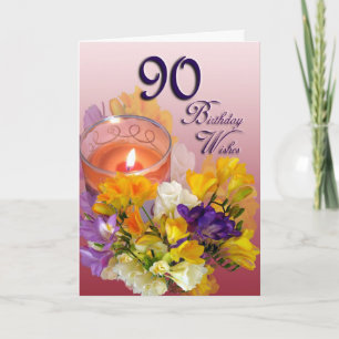 Carte Le quatre-vingt-dixième anniversaire de freesias