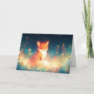 Carte Le renard dans un champ de fleurs nocturnes