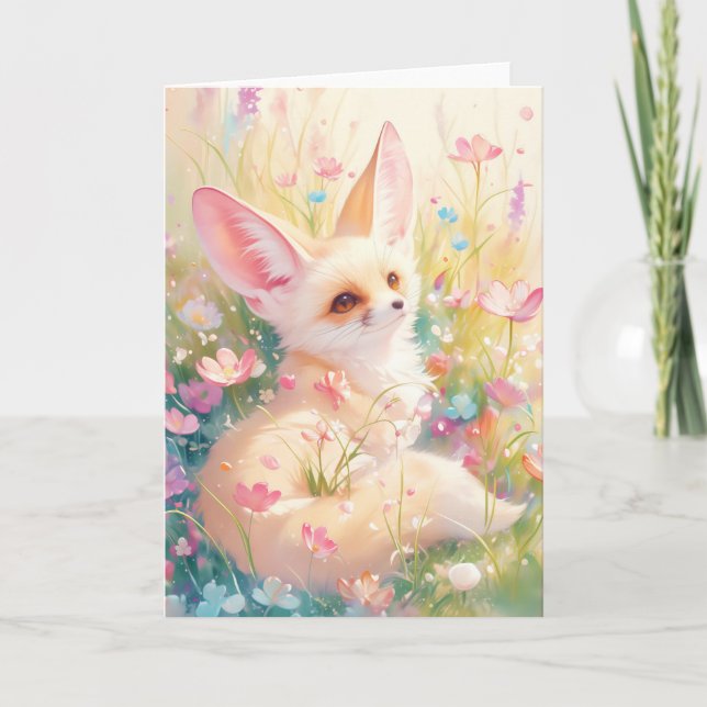 Carte Le renard de fennec se repose dans une prairie en  (Devant)