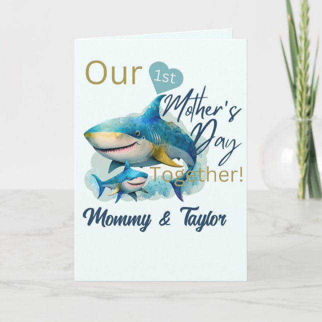 Carte Le requin et le bébé Fête des mères ensemble (Devant)