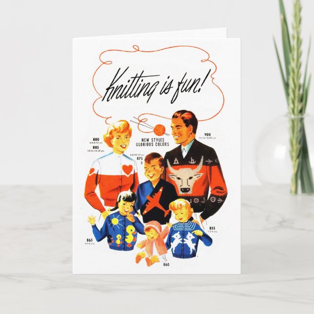 Carte Le rétro tricot vintage des femmes 60s est (Devant)