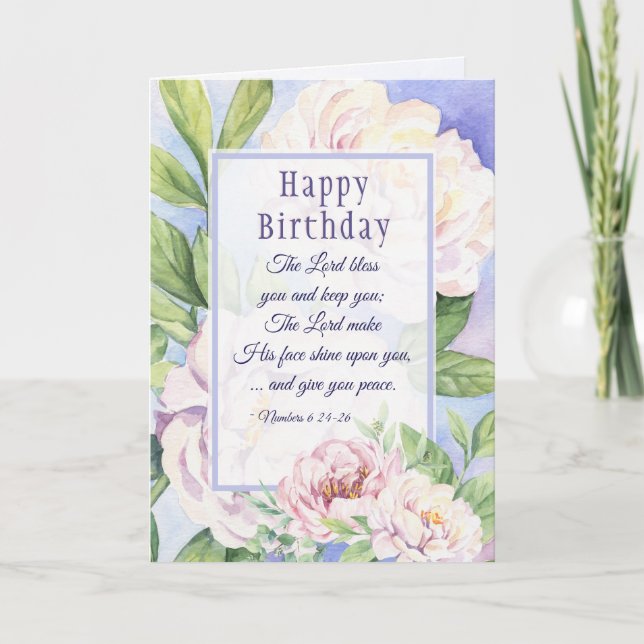 Carte Le Seigneur Bless You Bible Birthday Elegant Flora (Devant)