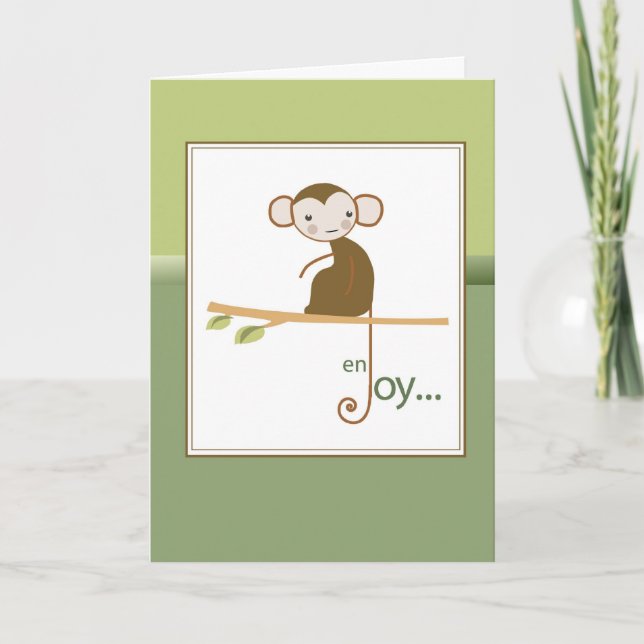 Carte Le singe profite des bénédictions en pensant à vou (Devant)