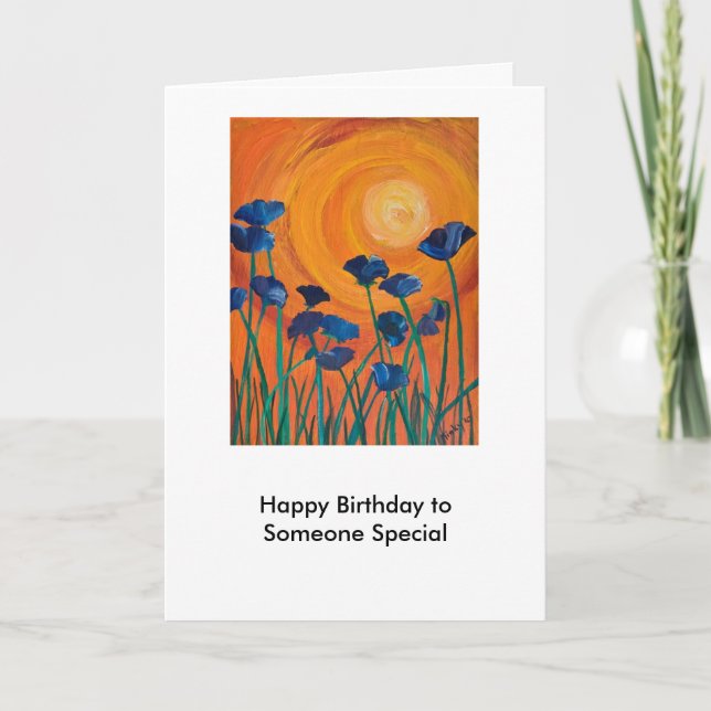 Carte le soleil et ciel rouge, joyeux anniversaire à (Devant)