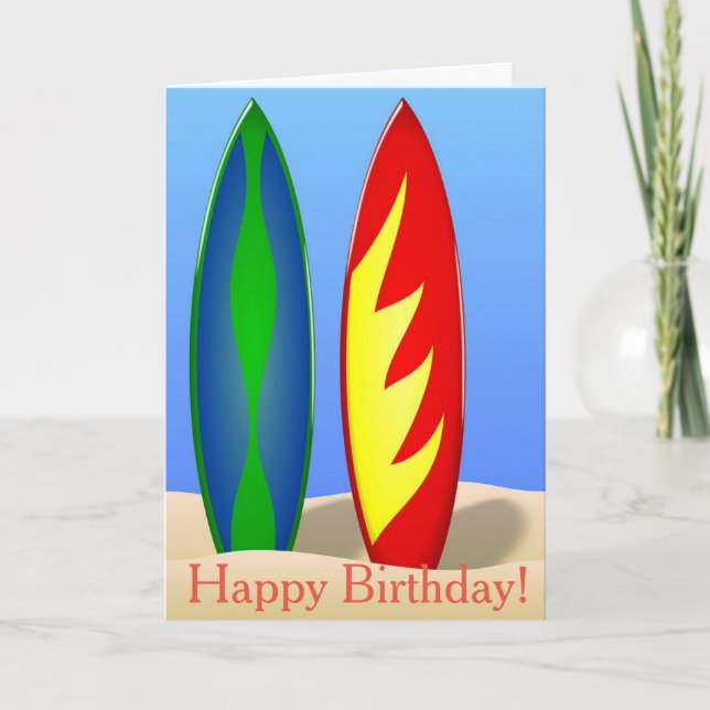 Carte Le surf. Joyeux anniversaire. (Devant)