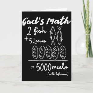 Carte Le Tee Math de Dieu 2 Poissons 5 pains 5000 Repas
