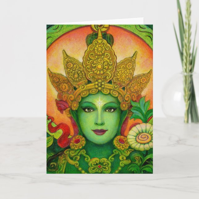 Carte Le vert bouddhiste tibétain Tara de déesse font (Devant)