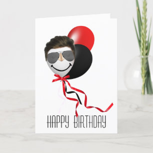 Carte Le visage de l'homme sur le ballon d'anniversaire