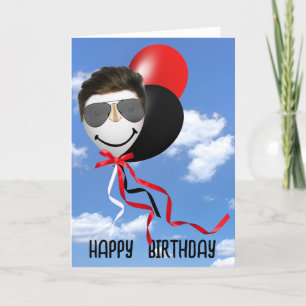 Carte Le visage de l'homme sur le ballon d'anniversaire