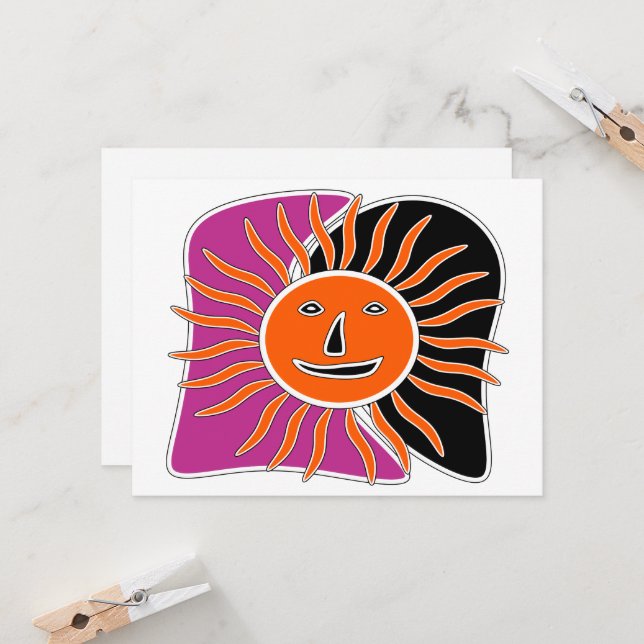 Carte Le visage souriant du soleil (Devant/Arrière en situation)