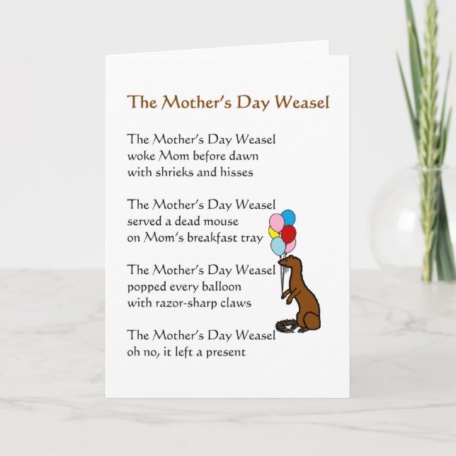 Carte Le Weasel de la Fête des Mères, Un poème amusant d (Devant)