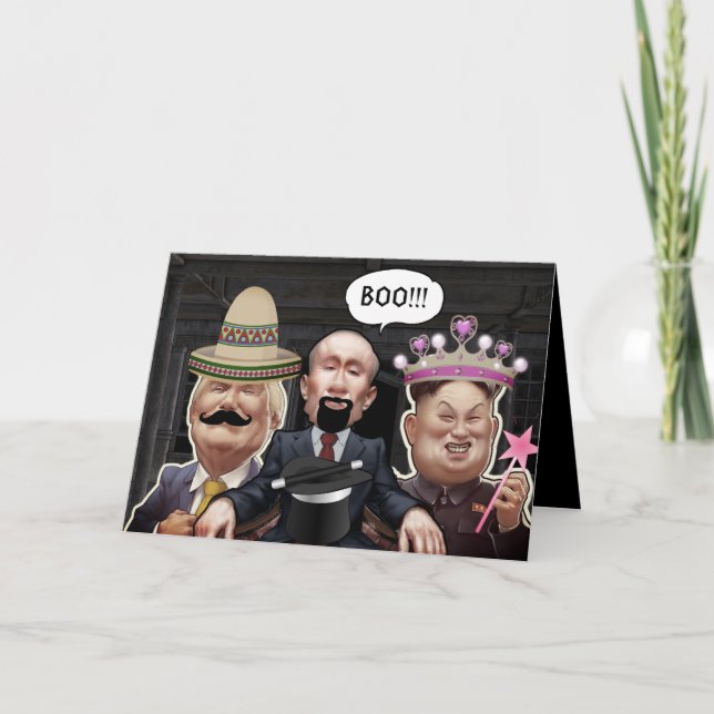 Carte Leaders mondiaux drôles dans le costume Halloween (Devant)