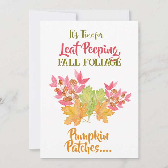 Carte Leaf Peeping Foliage Autumn Watercolor Birthday (Devant)