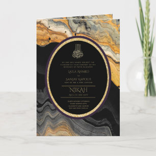 Carte LeahG Black Gold Islam Mariage invite