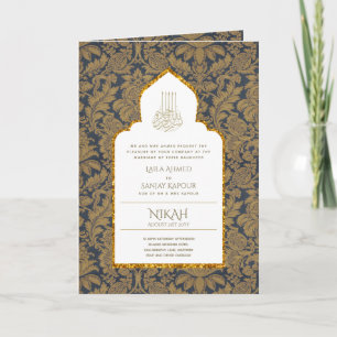Carte LeahG Blue Islam Mariage invite Nikah