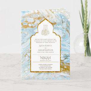 Carte LeahG Blue Islam Mariage invite Nikah
