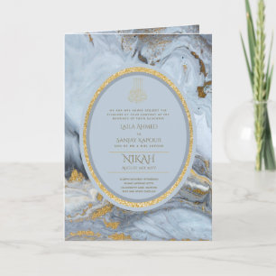 Carte LeahG Blue Islam Mariage invite Nikah