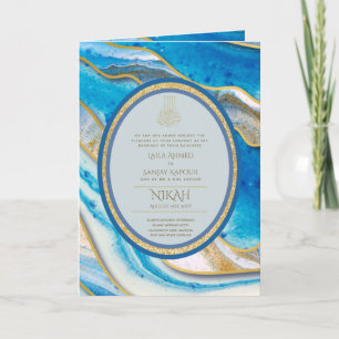Carte LeahG Blue Islam Mariage invite Nikah