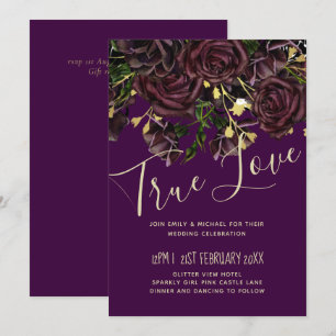 Carte LeahG BUDGET Dark PLUM Rose Mariage