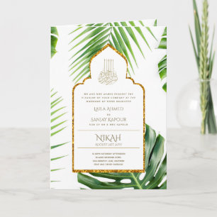 Carte LeahG Feuille tropicale Mariage musulman islamique