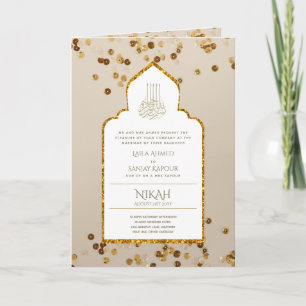 Carte LeahG Gold White Islam Mariage invite