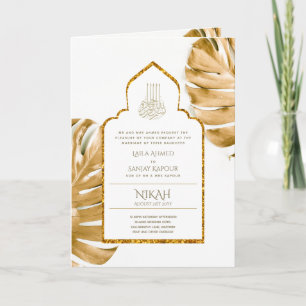 Carte LeahG Gold White Islam Mariage invite