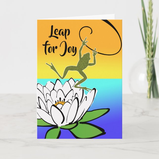 Carte Leap for Joy with Frog and Water Lily (Devant)