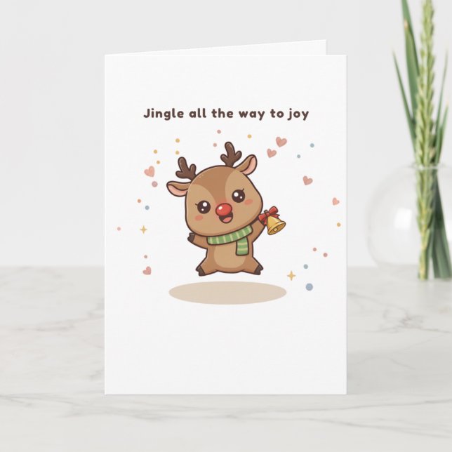 Carte Leaping Into the Holiday Spirit Cute Puchi Dōshi (Devant)