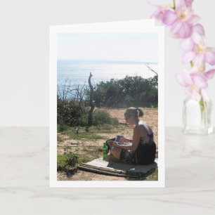 Carte Lecture féminine à la plage