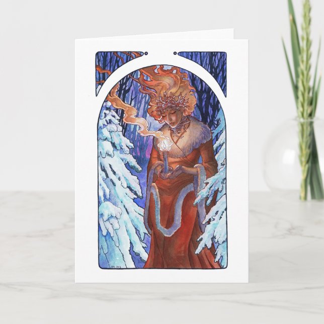 Carte légère de déesse de Nouveau d'art d'hiver (Devant)