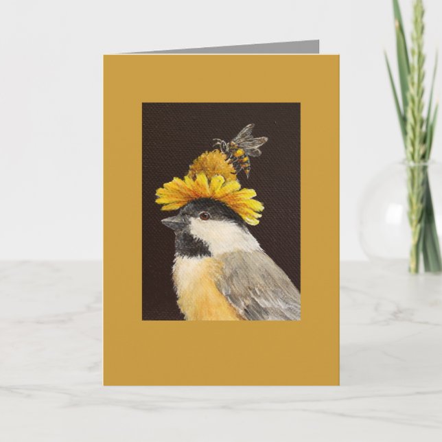 Carte Leila le poulet avec l'abeille et le casquette de  (Devant)