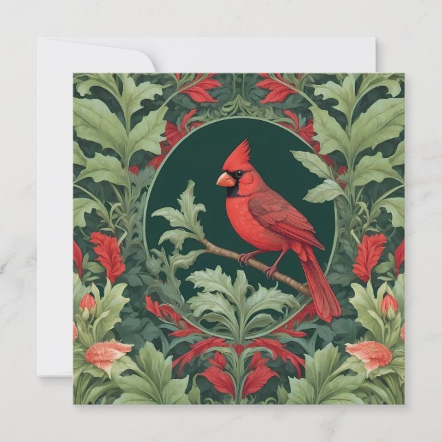 Carte L'Élégant Cardinal du Nord William Morris Inspiré (Devant)