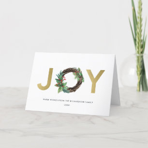 CARTE L'ÉLÉGANT HOLLY BERRY GOLD RED JOY WREATH NOËL