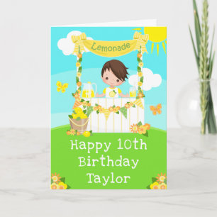 Carte Lemonade Brown Cheveux garçon Joyeux anniversaire