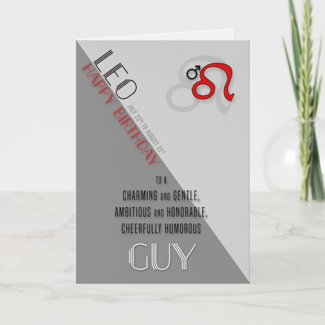 Carte Leo Anniversaire pour Lui 23 juillet au 21 août (Devant)
