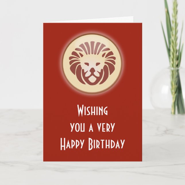 Carte Leo Juillet Août Anniversaire avec signe zodiaque  (Devant)