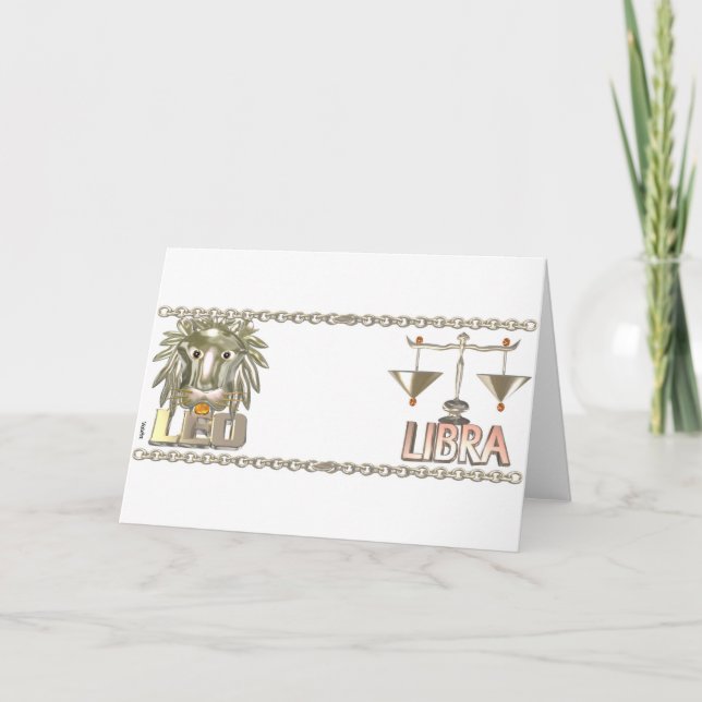 Carte Leo Libra cadeaux d'amitié zodiac par Valxart.com (Devant)