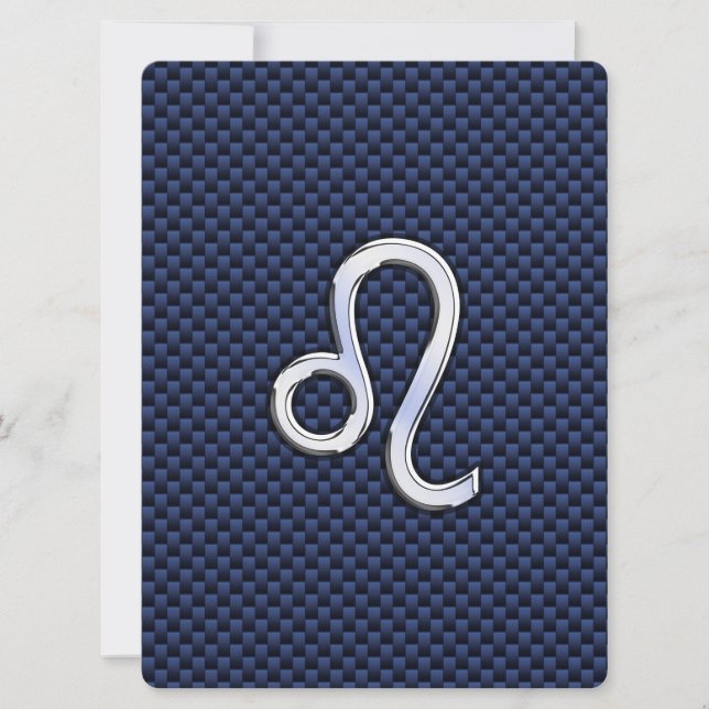 Carte Léo Zodiac Sign on Navy Blue Carbon Fiber Print (Devant)
