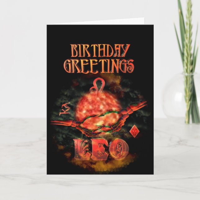 Carte Leo Zodiac voeux d'anniversaire par Valxart (Devant)