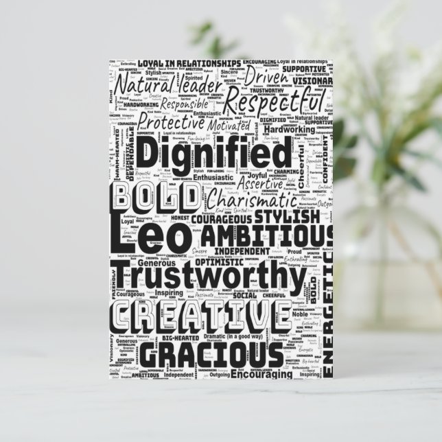 Carte Leo Zodiac Word Cloud Inspiration Salutation (Debout devant)