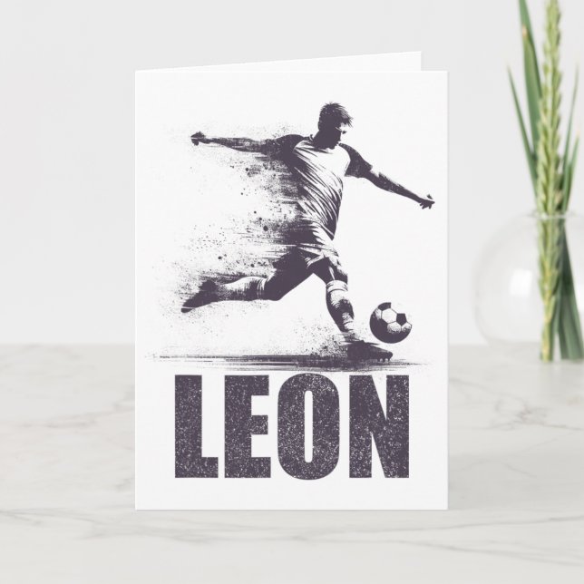 Carte Leon Soccer Boys Personalized First Name Leon  (Devant)