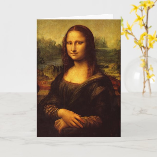 Carte Leonardo Da Vinci Mona Lisa Peinture d'Art (Fleur jaune)