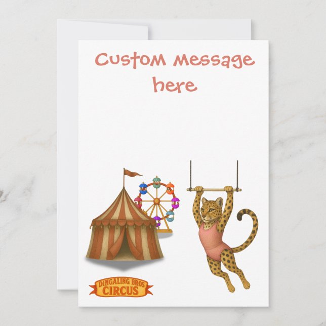 Carte Leopard on a trapeze. Add your own message. (Devant)