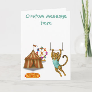 Carte Leopard on a trapeze. Add your own message.