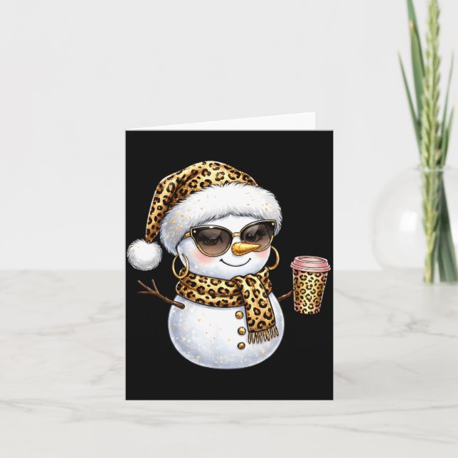 Carte Leopard Snowman With Sungles Funny Christmas Women (Devant)