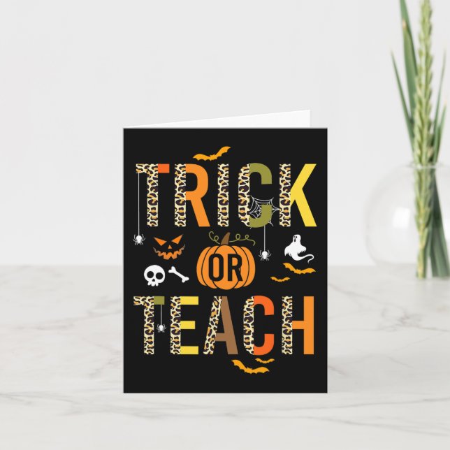 Carte Leopard Trick Ou Enseigner L'École D'Halloween Aut (Devant)