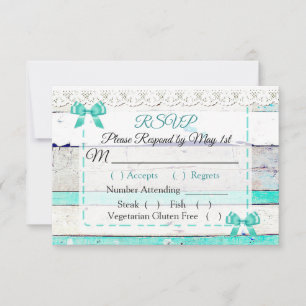 Carte l'épousant en bois rustique grise turquoise