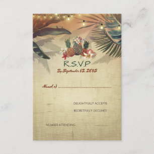 Carte l'épousant rustique des paumes RSVP d'ananas