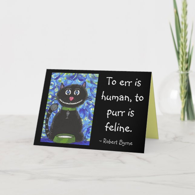 Carte L'erreur est humaine, ronronner est félin. - (Devant)