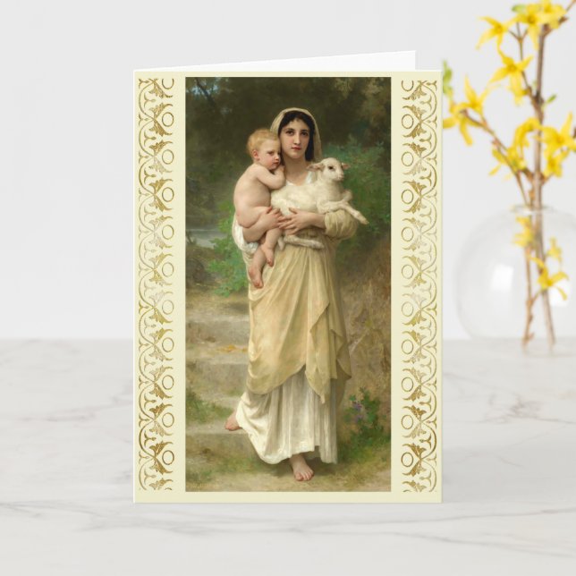 Carte Les agneaux de William Bouguereau (Fleur jaune)